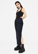 Christina Baumwolle Washed Side Geteilt Maxi Rock