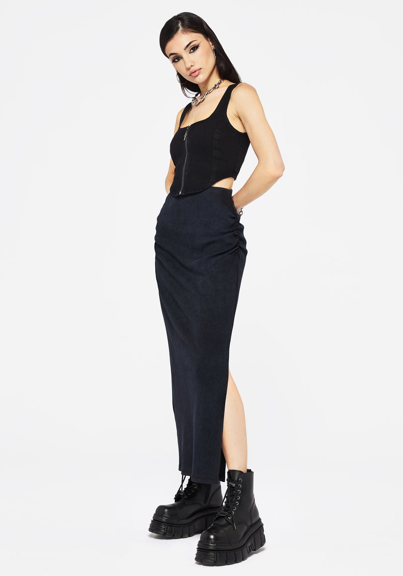 Christina Baumwolle Washed Side Geteilt Maxi Rock