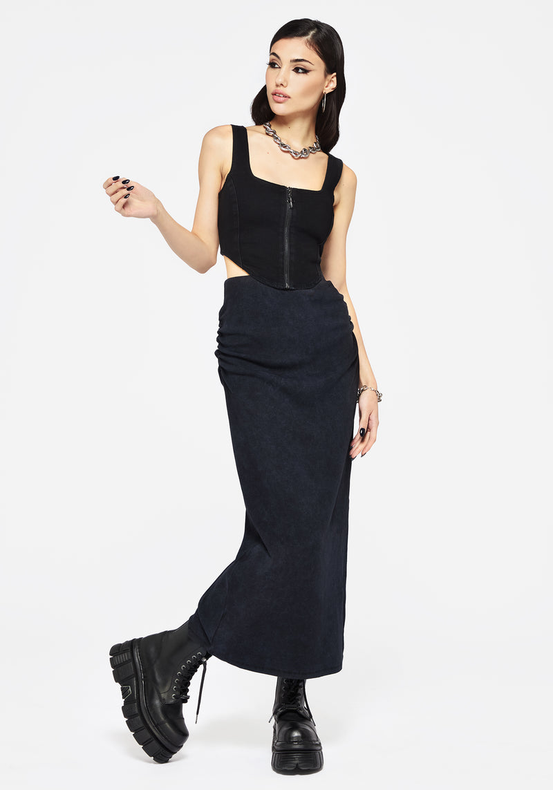 Christina Baumwolle Washed Side Geteilt Maxi Rock