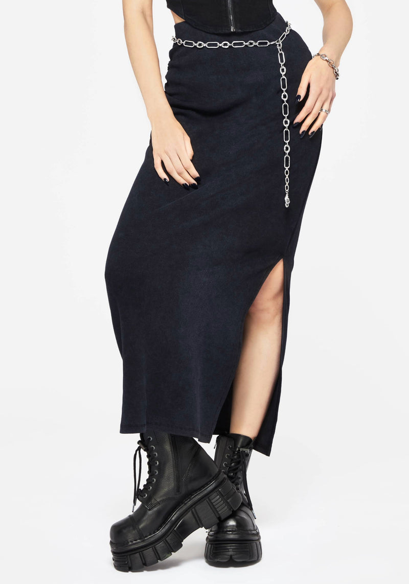 Christina Baumwolle Washed Side Geteilt Maxi Rock