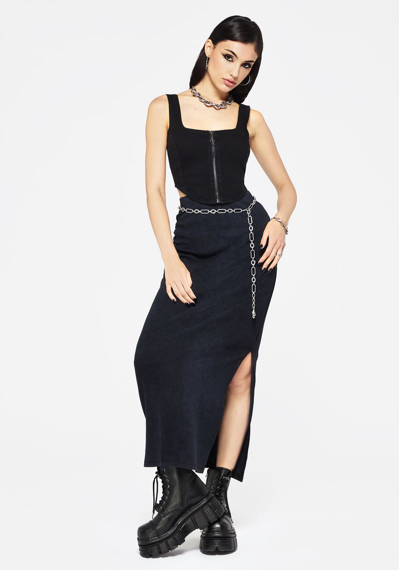 Christina Baumwolle Washed Side Geteilt Maxi Rock