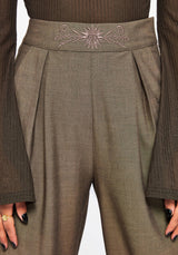 Mystisch Bestickt Turn Hoch Weit Bein Hose