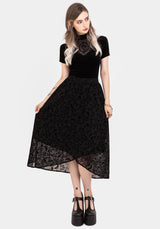Faustina Beflockt Chiffon Stehkragen Wickel Midaxi Rock