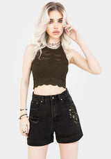 Swamplife Bestickt Denim Shorts