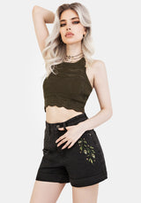 Swamplife Bestickt Denim Shorts