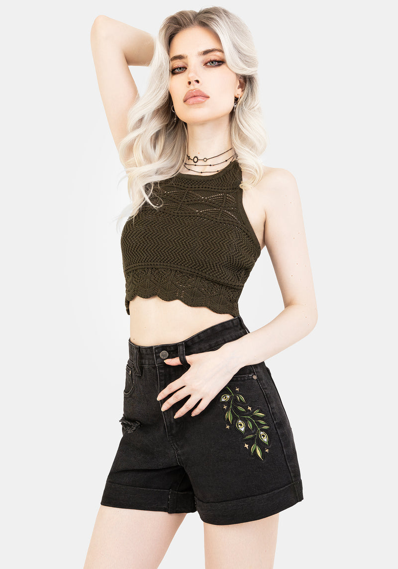 Swamplife Bestickt Denim Shorts
