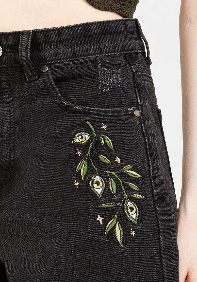 Swamplife Bestickt Denim Shorts