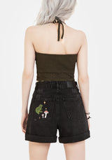 Swamplife Bestickt Denim Shorts