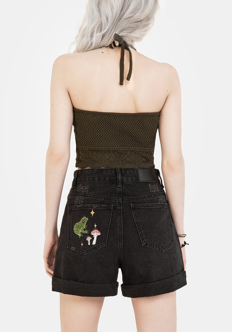 Swamplife Bestickt Denim Shorts
