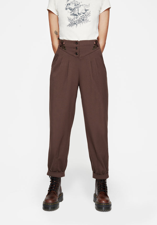 Marwood Acorn Bestickt Knopf Hoch Taille Ballon Hose