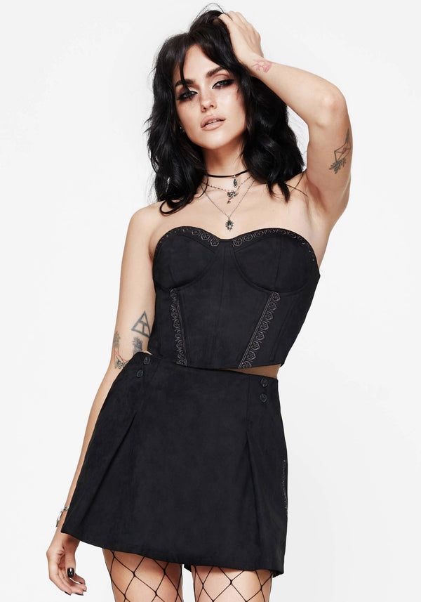 Lauma Bestickt Kunst- Suede Skort