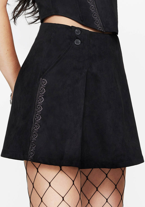 Lauma Bestickt Kunst- Suede Skort