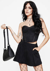 Lauma Bestickt Kunst- Suede Skort