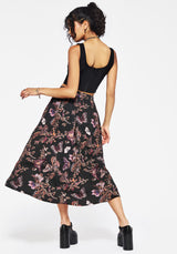 Eloise Blumenmuster Schmetterling Druck Knopf Hoch Midi Rock