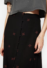 Sublime Witches Knot Bestickt Knopf Runter Midaxi Rock