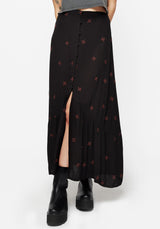 Sublime Witches Knot Bestickt Knopf Runter Midaxi Rock