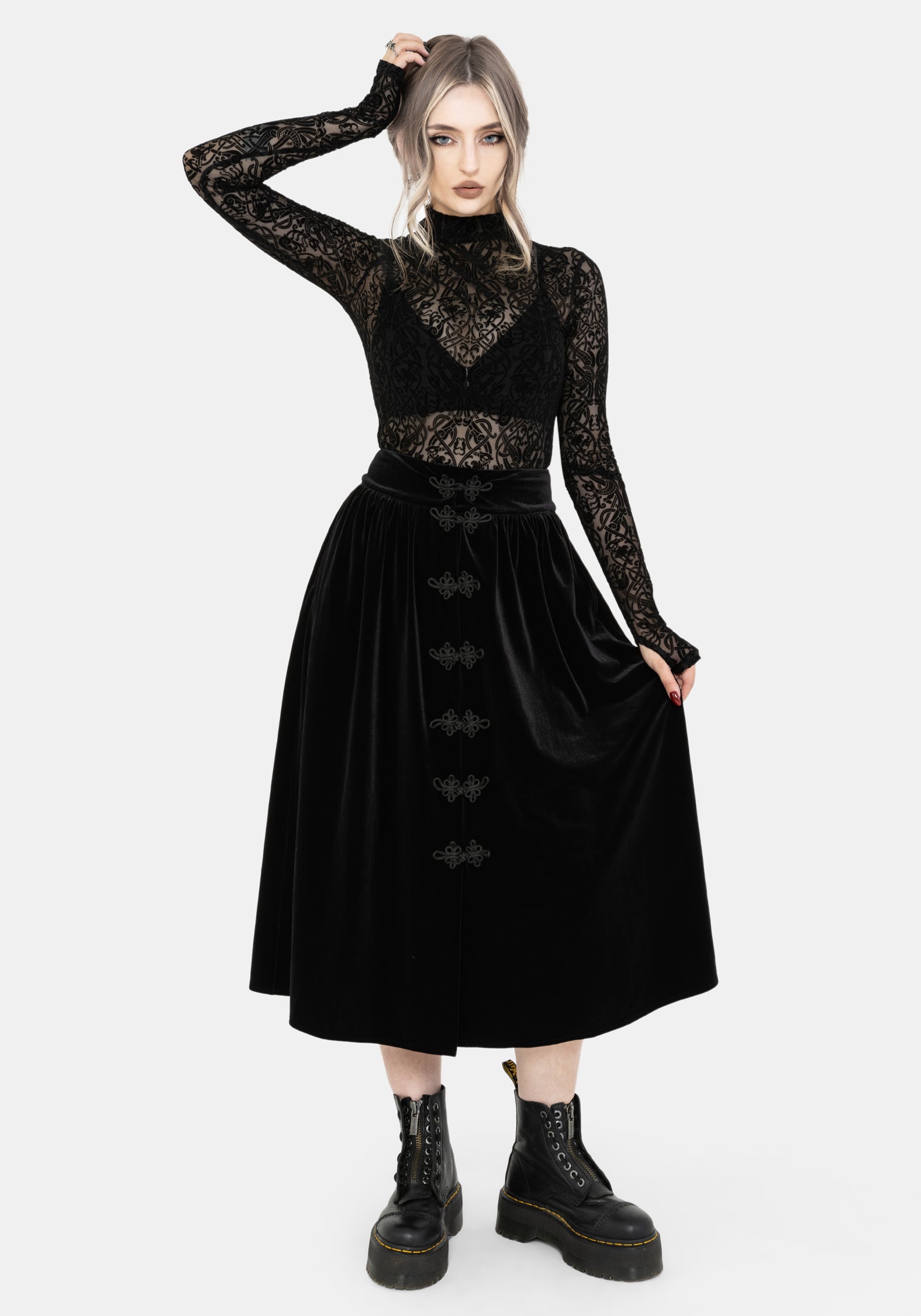 Nova Velours Frosch Closure Midi Rock