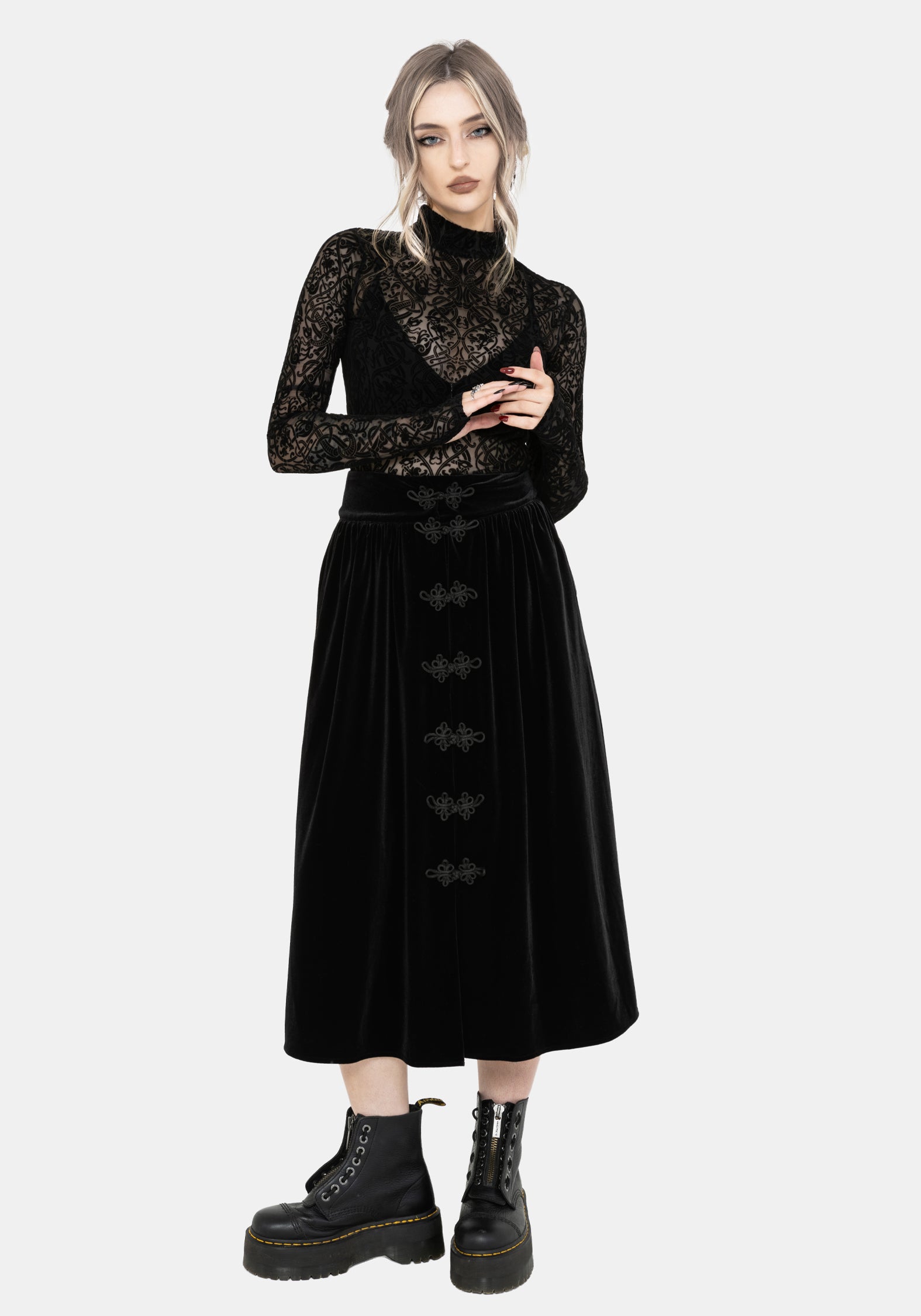 Nova Velours Frosch Closure Midi Rock