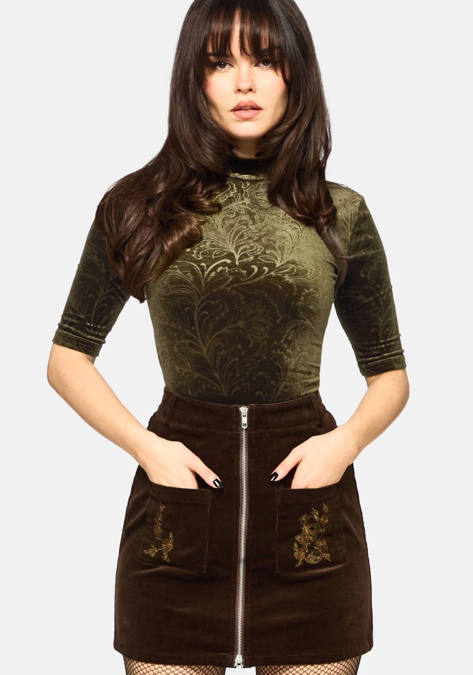Thornshade Hoch Hals Velours Body