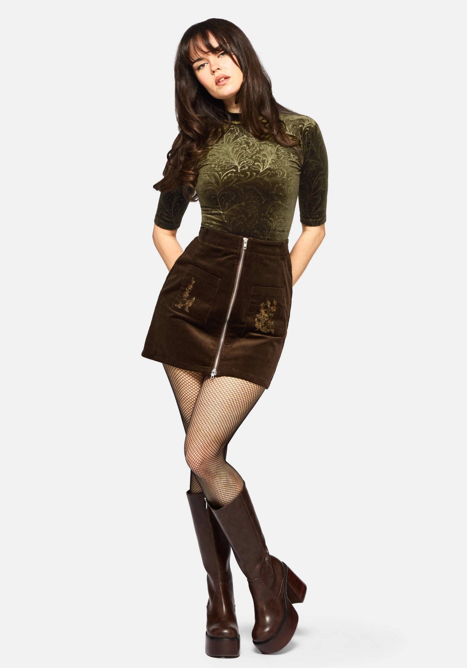 Thornshade Hoch Hals Velours Body