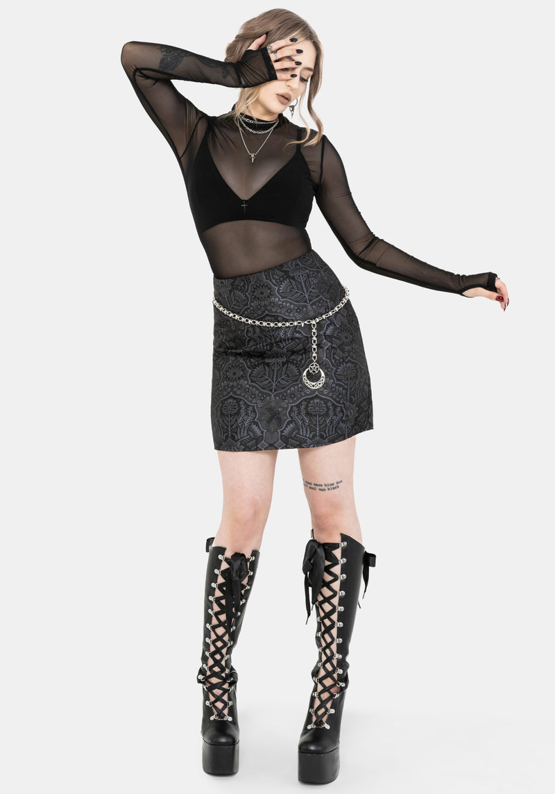 Nocturna Jacquard A Line Mini Skirt