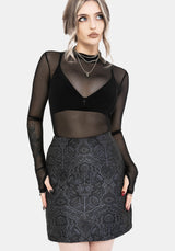 Nocturna Jacquard A Line Mini Skirt