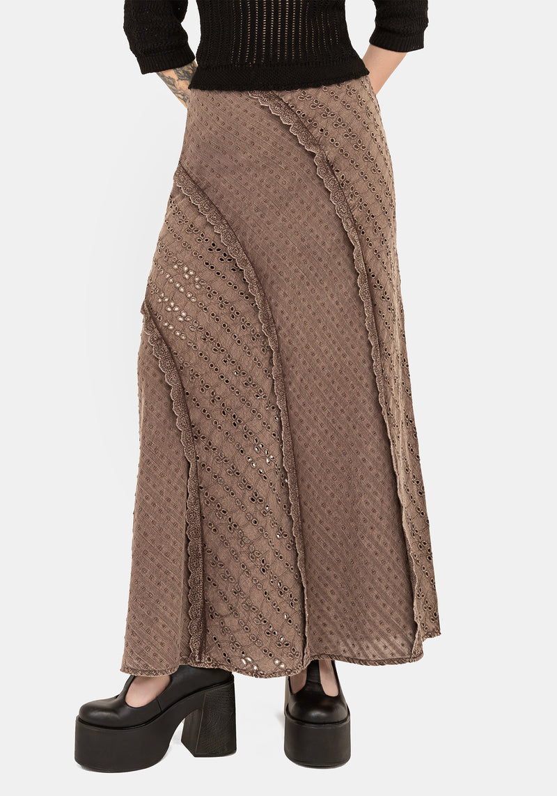 Summerisle Baumwolle Broderie Detail Midaxi Rock