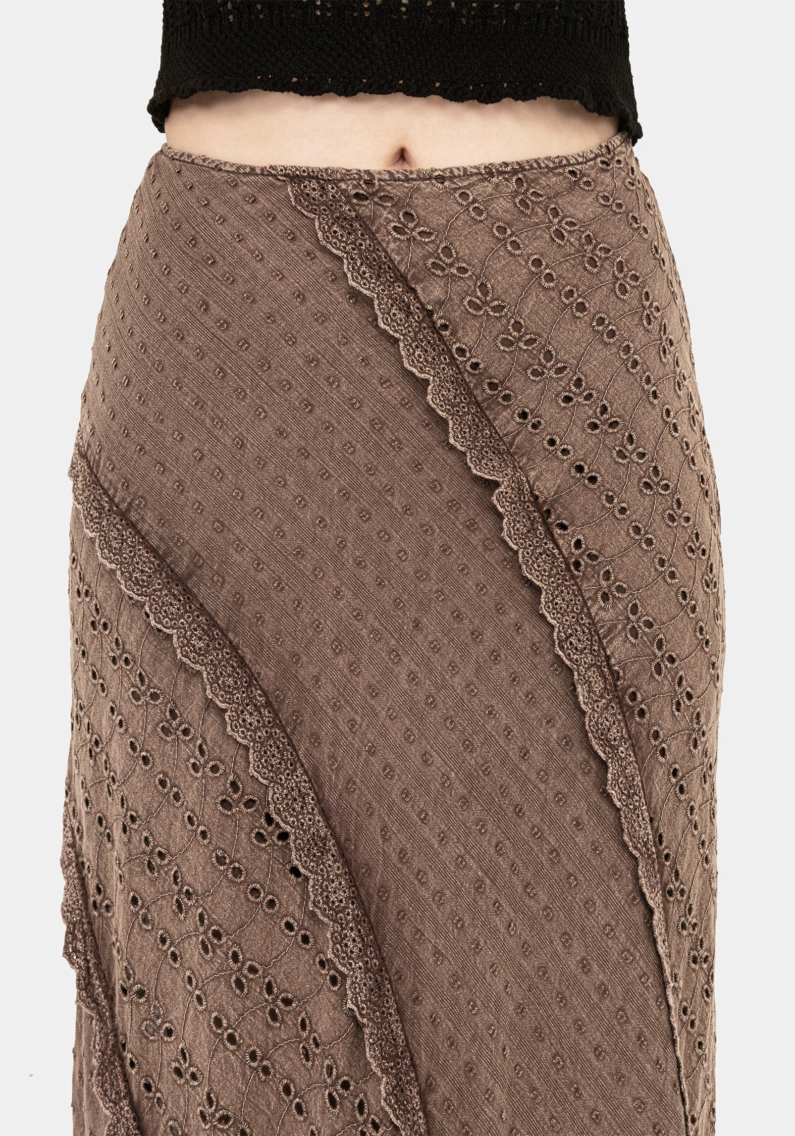 Summerisle Baumwolle Broderie Detail Midaxi Rock