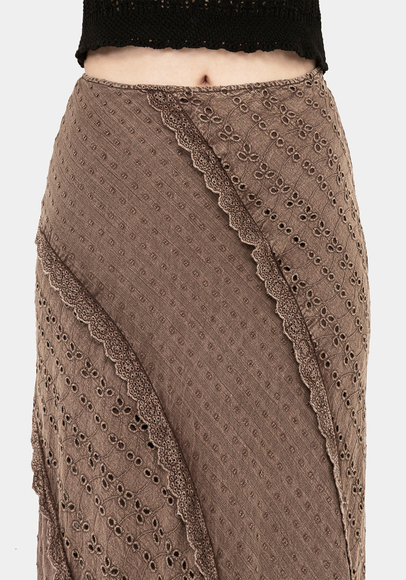 Summerisle Baumwolle Broderie Detail Midaxi Rock