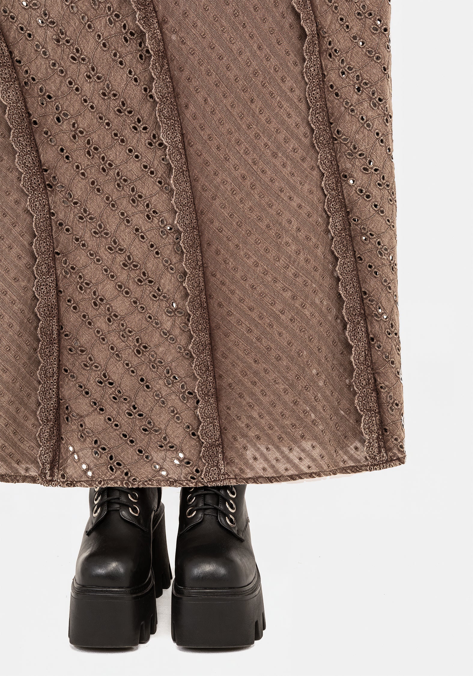 Summerisle Baumwolle Broderie Detail Midaxi Rock