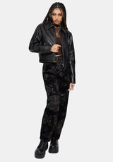 Fleur Printed Cord Barrel Leg Trouser