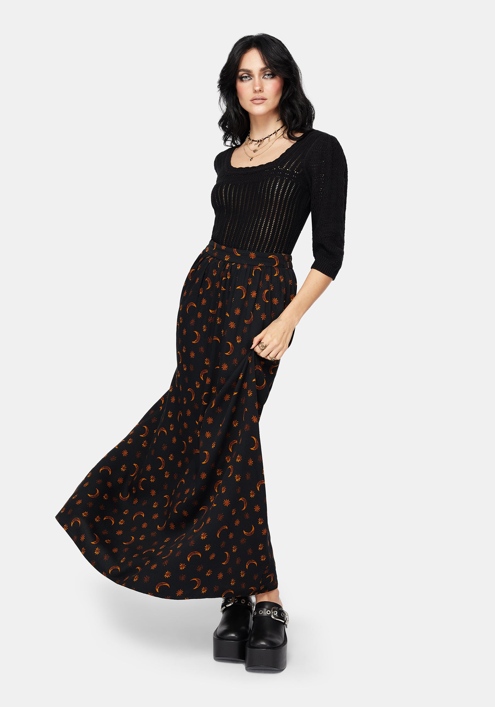Elura Celestial Druck Maxi Rock