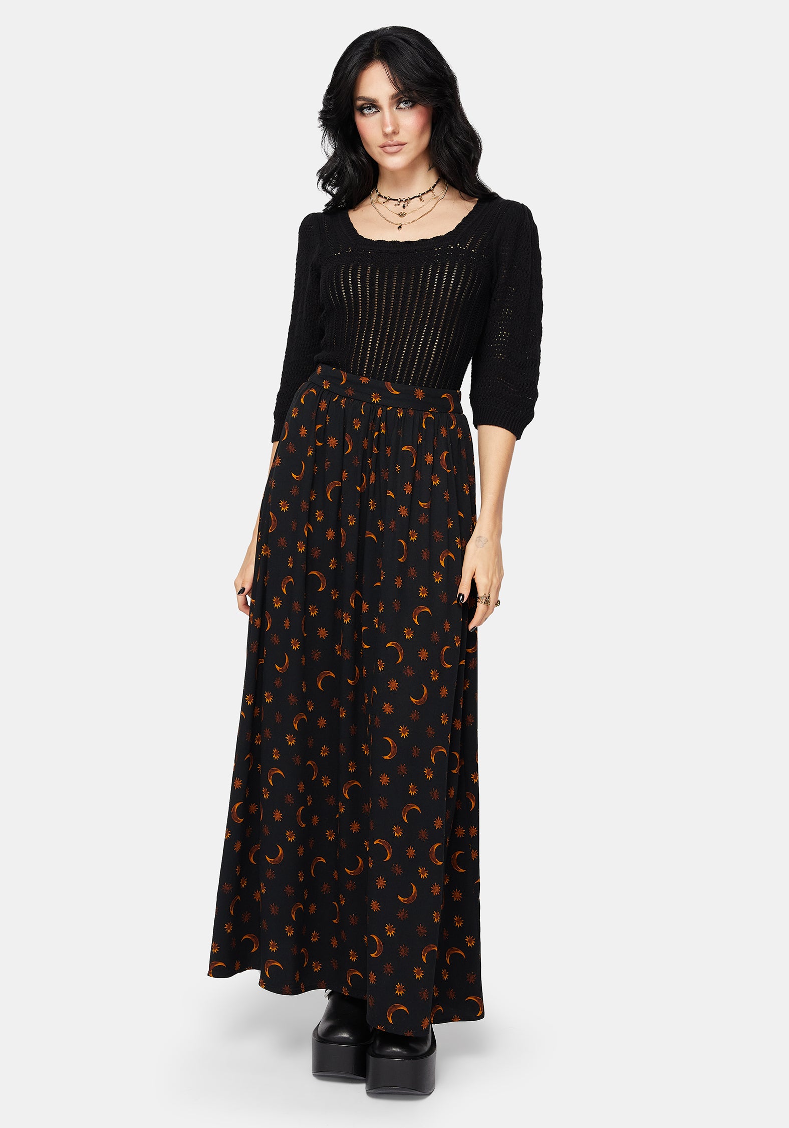 Elura Celestial Druck Maxi Rock