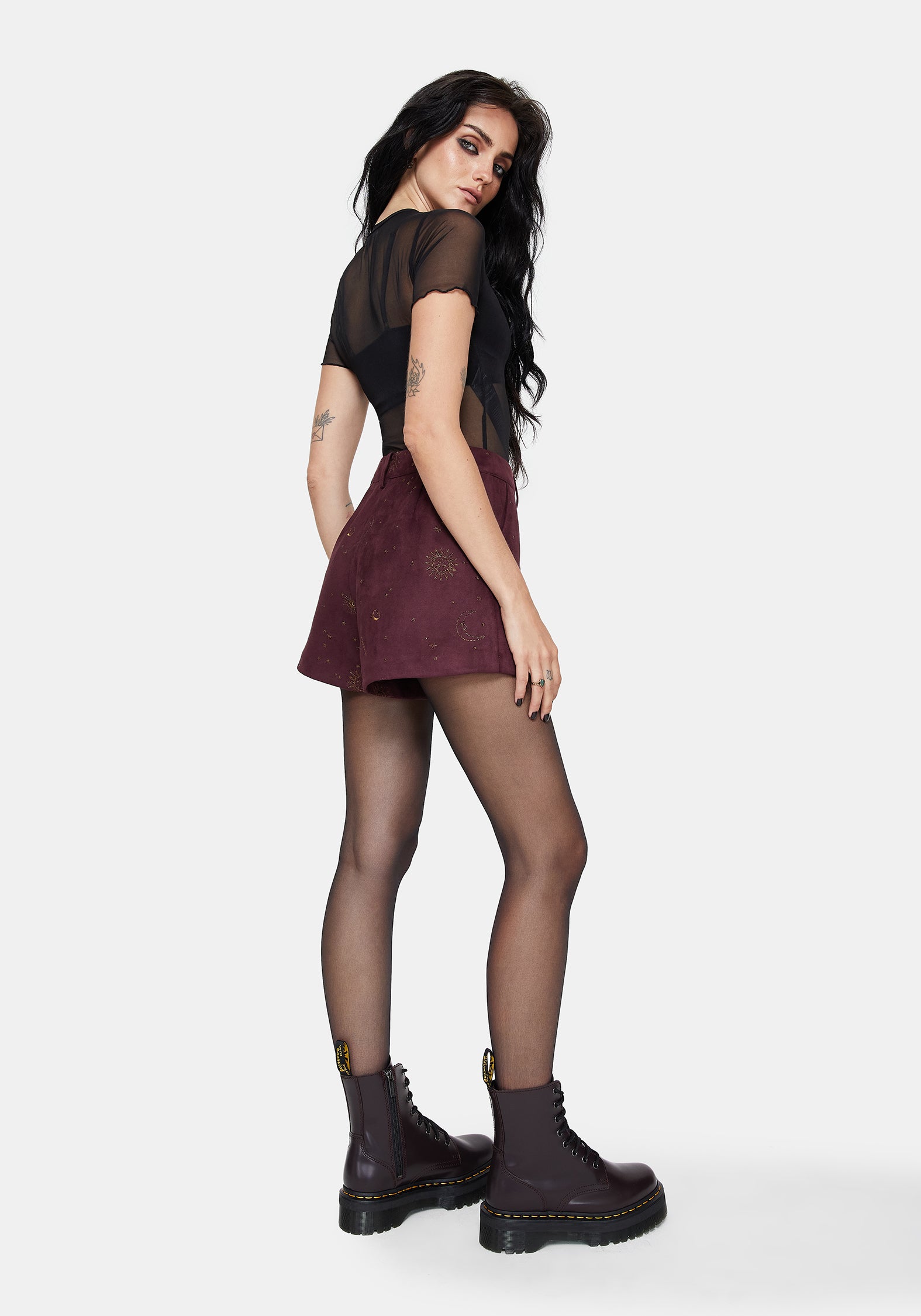 Rosia Celestial Druck Suede Shorts
