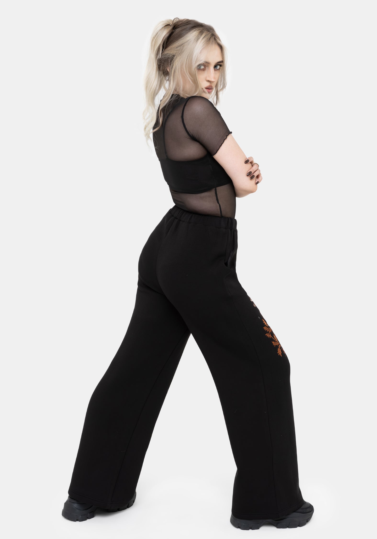 Fingerhut Bestickt Gerade Bein Jogger