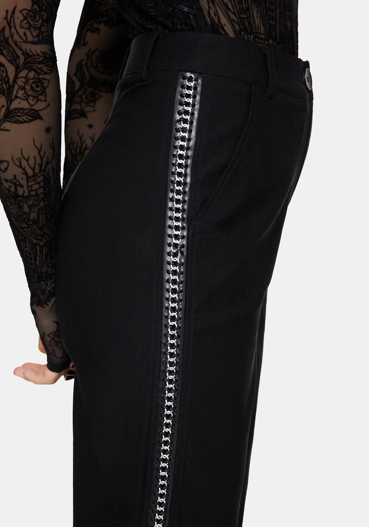 Nocturne Bengalin Schmal Zulaufend Hosen Mit Kette Besatz