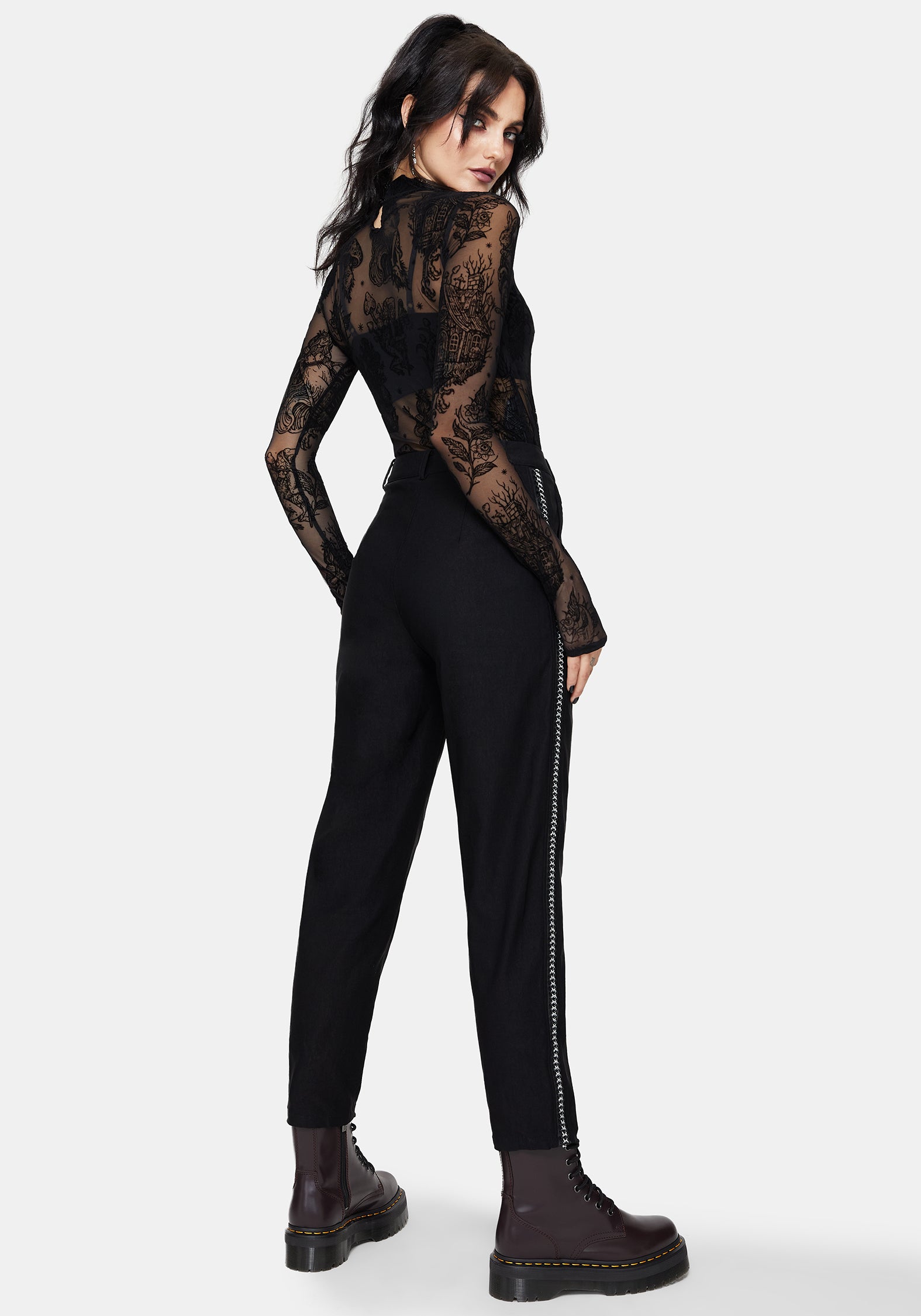 Nocturne Bengalin Schmal Zulaufend Hosen Mit Kette Besatz