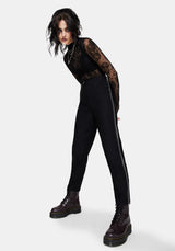 Nocturne Bengaline Tapered Trousers With Chain Trim