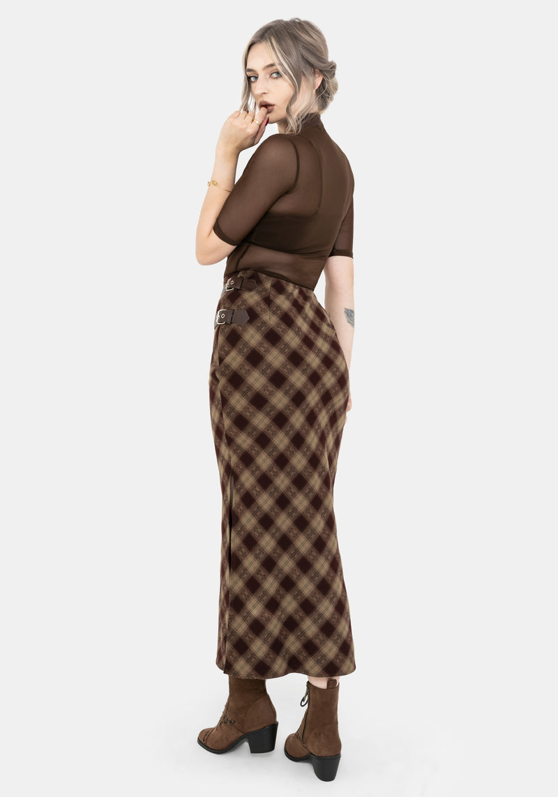 Wane Check Buckle Midaxi Skirt