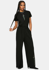 Aelin Schwert Bestickt Kurz Ärmel Ribbed Top