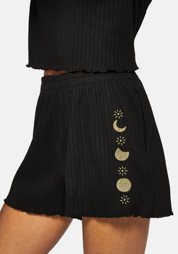 Griffinfly Embroidered Lettuce Hem Pyjama Short