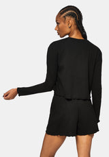 Griffinfly Embroidered Lettuce Hem Pyjama Short