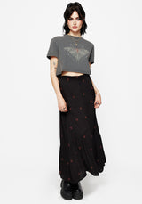 Sublime Witches Knot Bestickt Knopf Runter Midaxi Rock