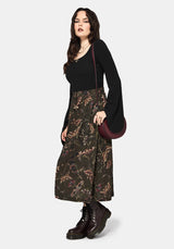 Whispen Moth Print Button Up Midi Skirt