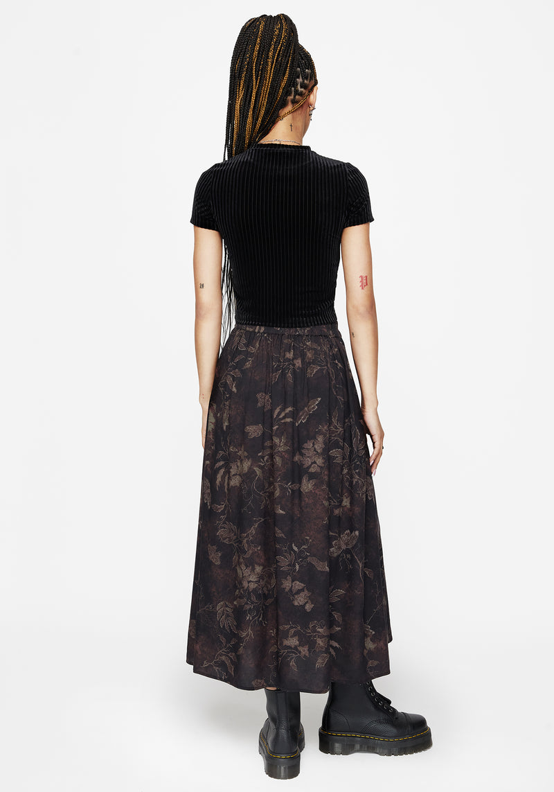 Ashmire Woodland Moth Print Midi Skirt