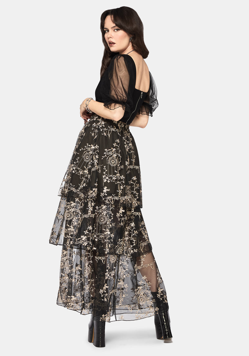 Stellar Vine Split Tiered Tulle Skirt