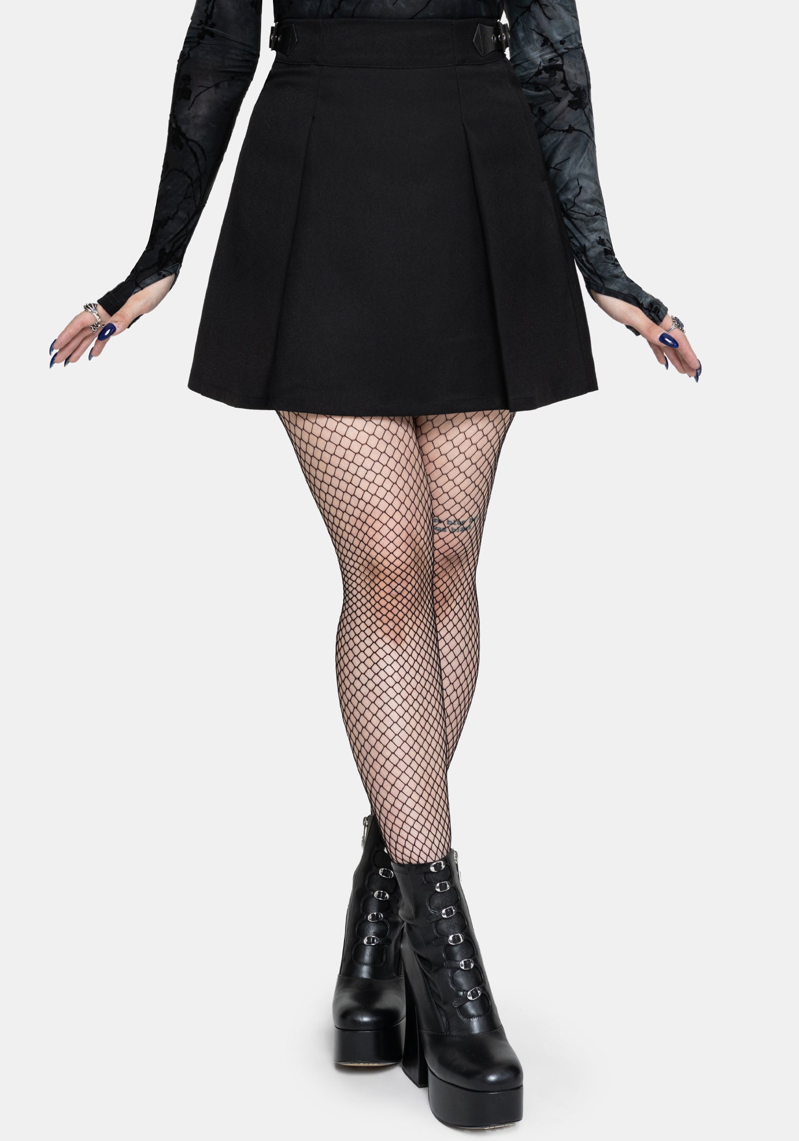 Nightingale Black Pleated Mini Skirt
