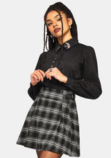 Lochan Check Buckled Mini Skirt