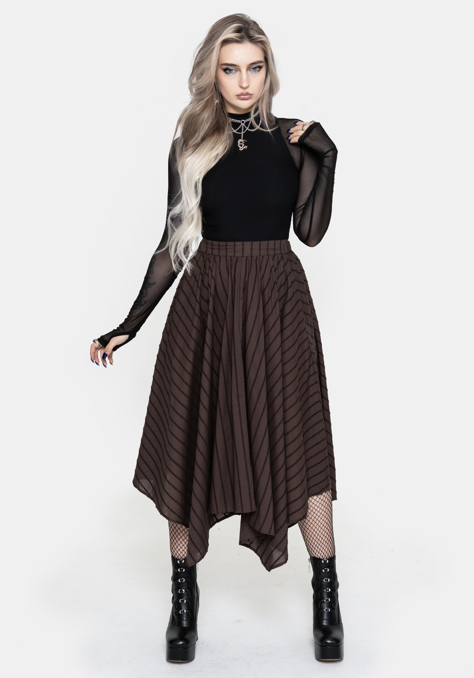 Blythe Taschentuch Saum Midaxi Rock - Braun