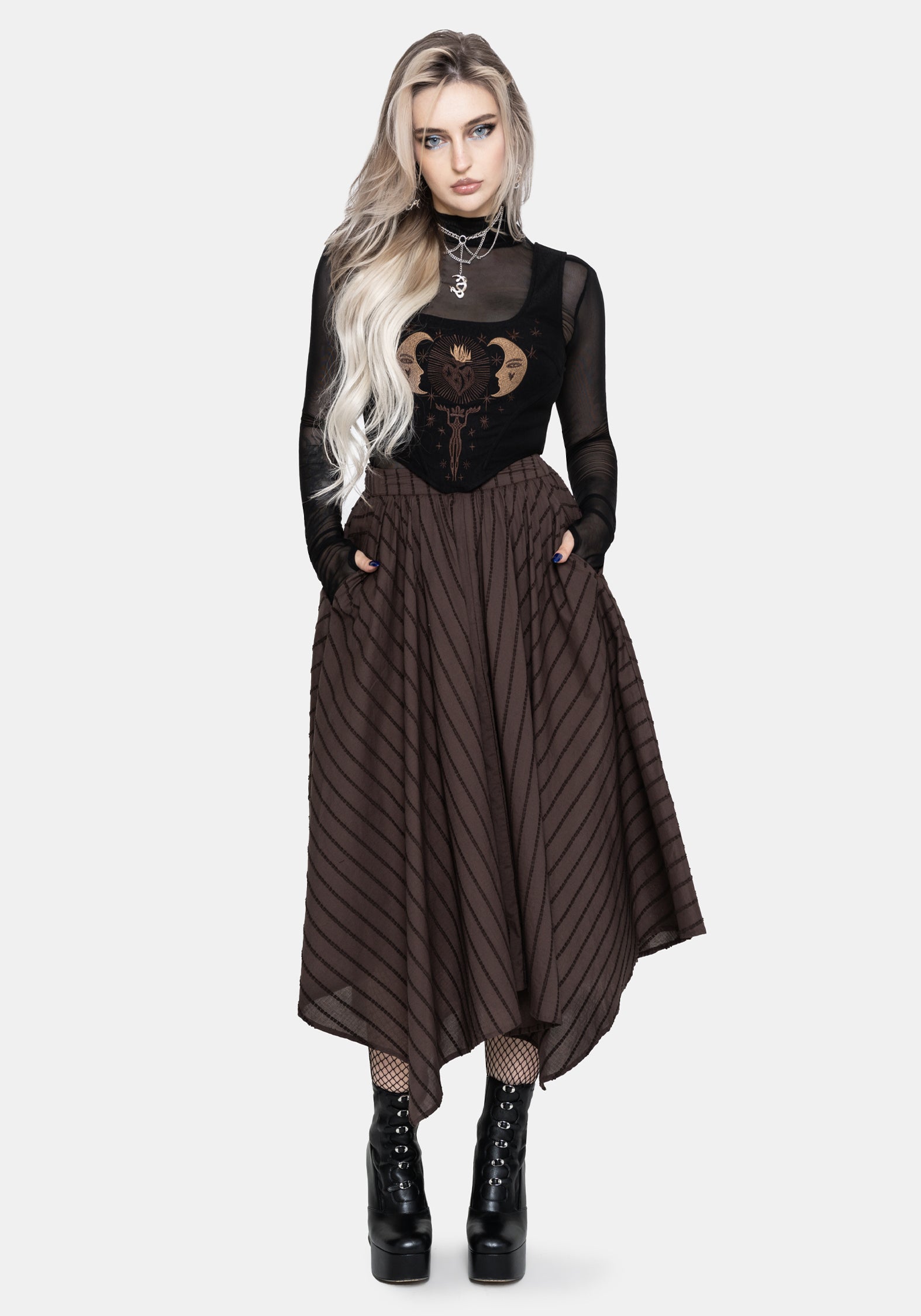 Blythe Taschentuch Saum Midaxi Rock - Braun
